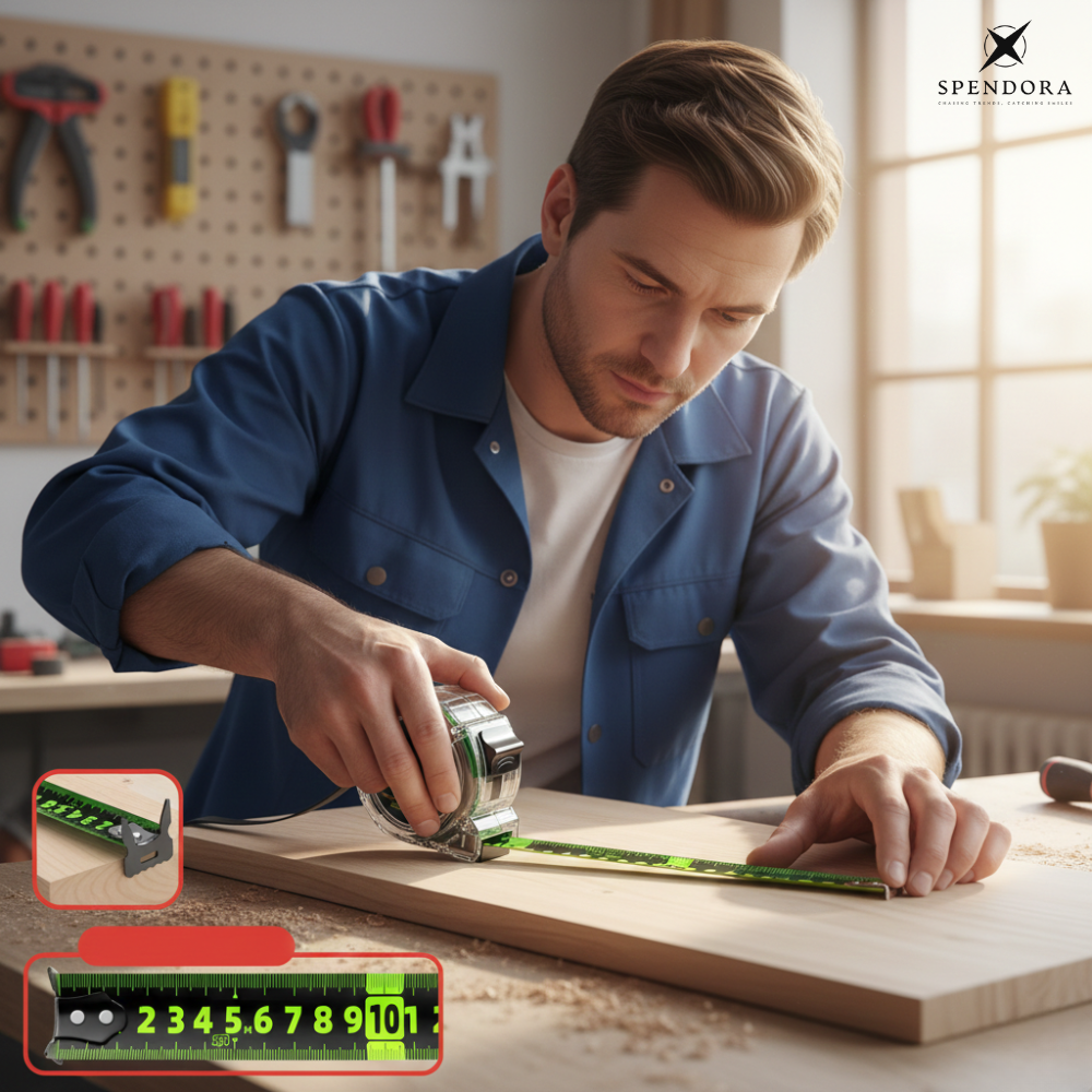 Measuring Tape with Glow Band | Laser Engraved Both Sides | Self-Adjusting Hook | TrueLine