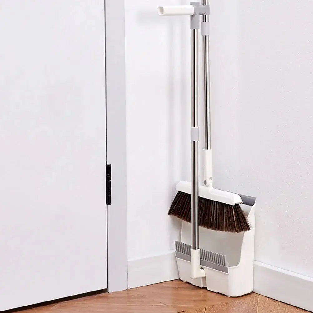 Broom and Dustpan Set | Sweep Upright, No Bending Needed | Comb Edge | CleanStand