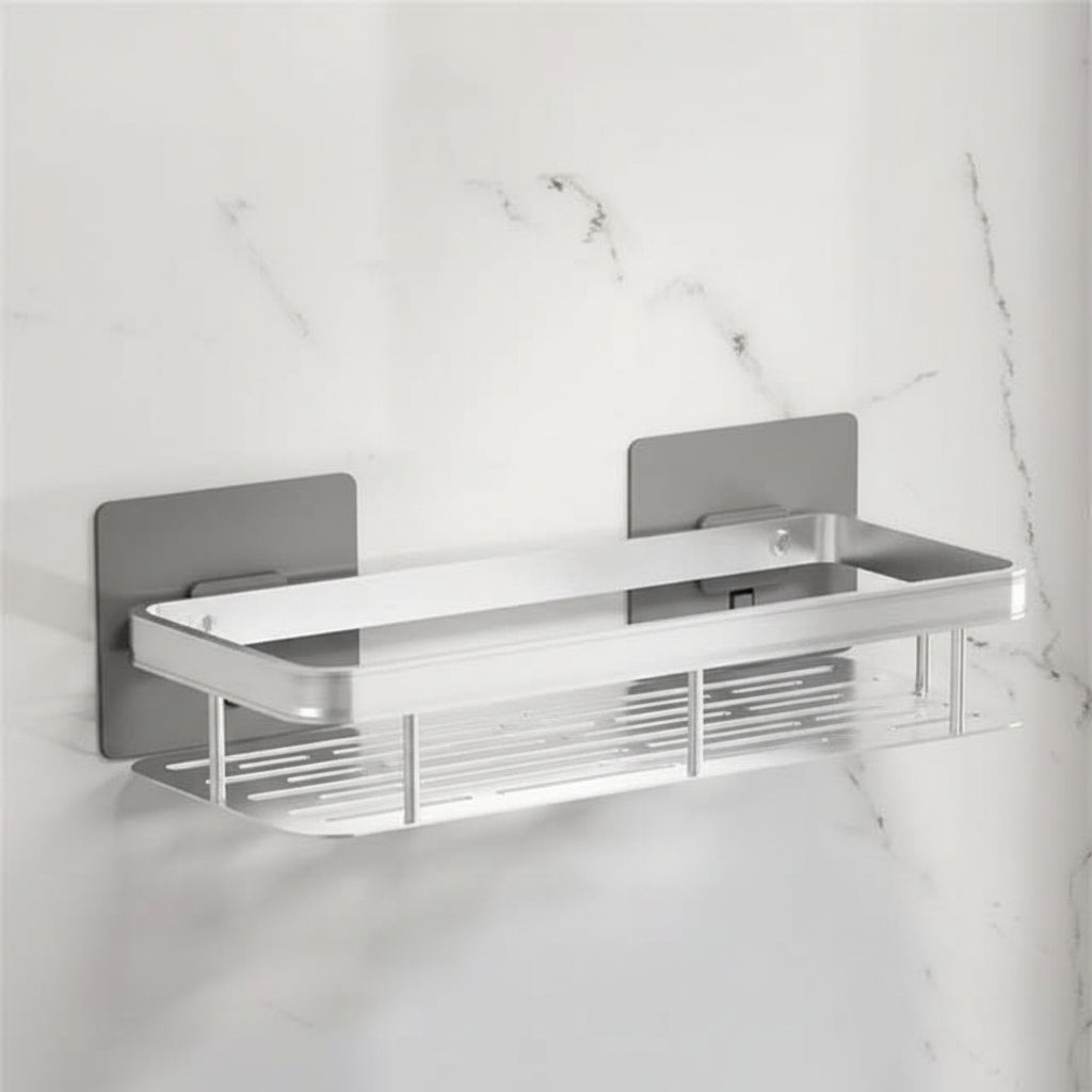 Adhesive Bathroom Shelf | Stainless Steel & Drill-Free | Self-Adhesive | Mountra