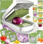 Vegetable Cutter | Dicing, Chopping and Grating | Collection Container & Safety Holder | VegiCut