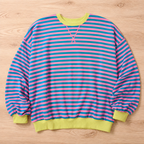 VeroLuxe™ – Relaxed Striped Crewneck Sweatshirt with Contrast Trim