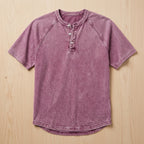 VesperLoom™ – Vintage Mineral-Wash Raglan Henley Tee