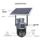 Security Camera Solar Dual-Lens | 360° PTZ 10x Zoom | 12,000 mAh IP66 4G WiFi | Vigiora