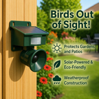 Bird Repellent | Sensor Solar-Powered | Animal-Friendly Bird of Prey Sounds | Birdfend