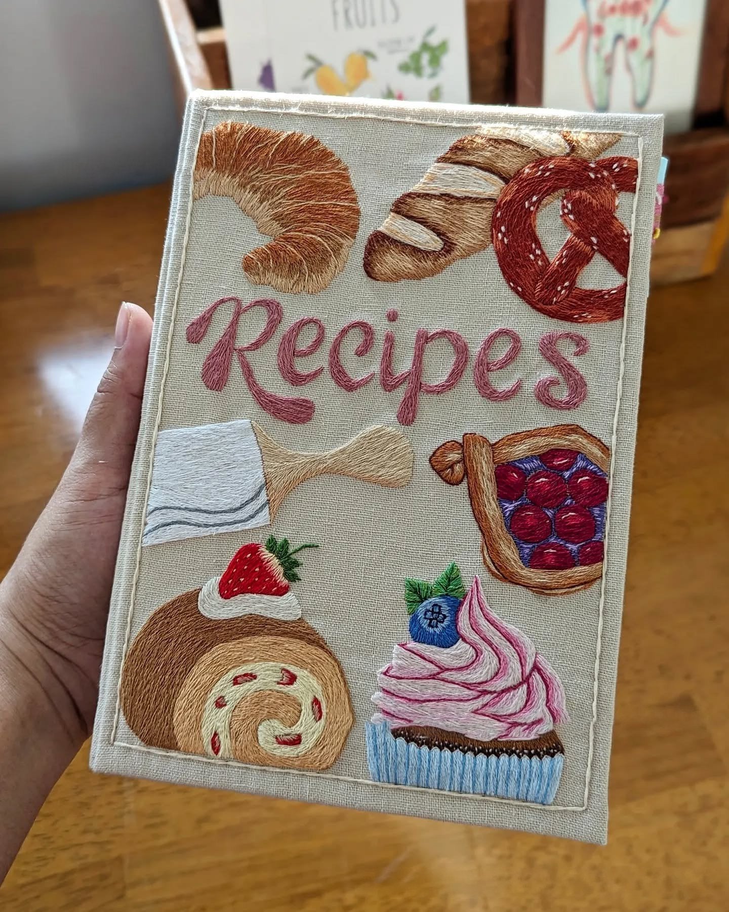 Notebook | Handmade Recipe Journal | Embroidered Cloth Cover | RecipeHeart