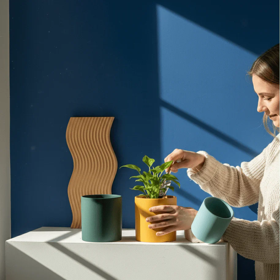 Flower Pot | Matte Finish | Includes Drainage Hole and Saucer | Nordic Pot