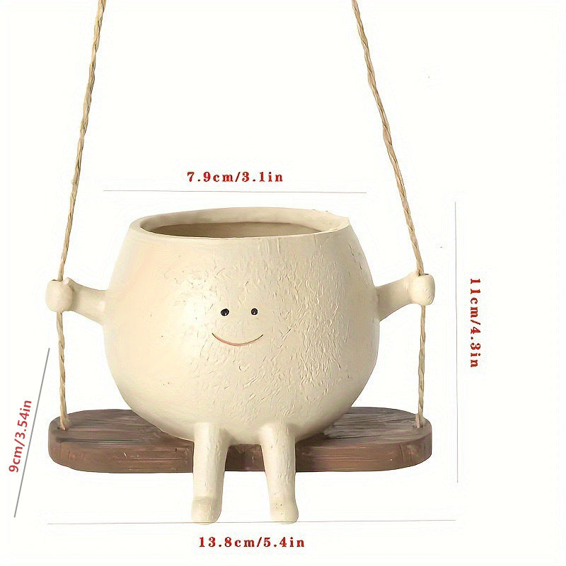 Smily Face Plant Pot | Resin Rocker Chair | Succulent & Cactus Accent | GrinPot