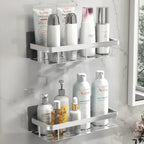 Adhesive Bathroom Shelf | Stainless Steel & Drill-Free | Self-Adhesive | Mountra