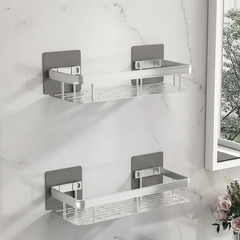 Adhesive Bathroom Shelf | Stainless Steel & Drill-Free | Self-Adhesive | Mountra