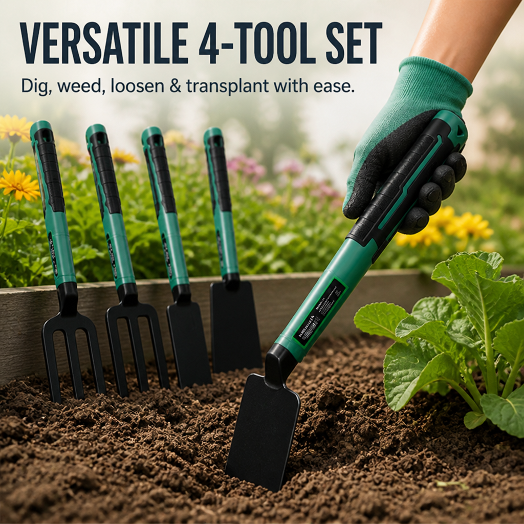 Garden Hand Tool | Anti-Slip Rubber Handle | Shovel, Hoe & Rake | Transplanting & Lawn Care