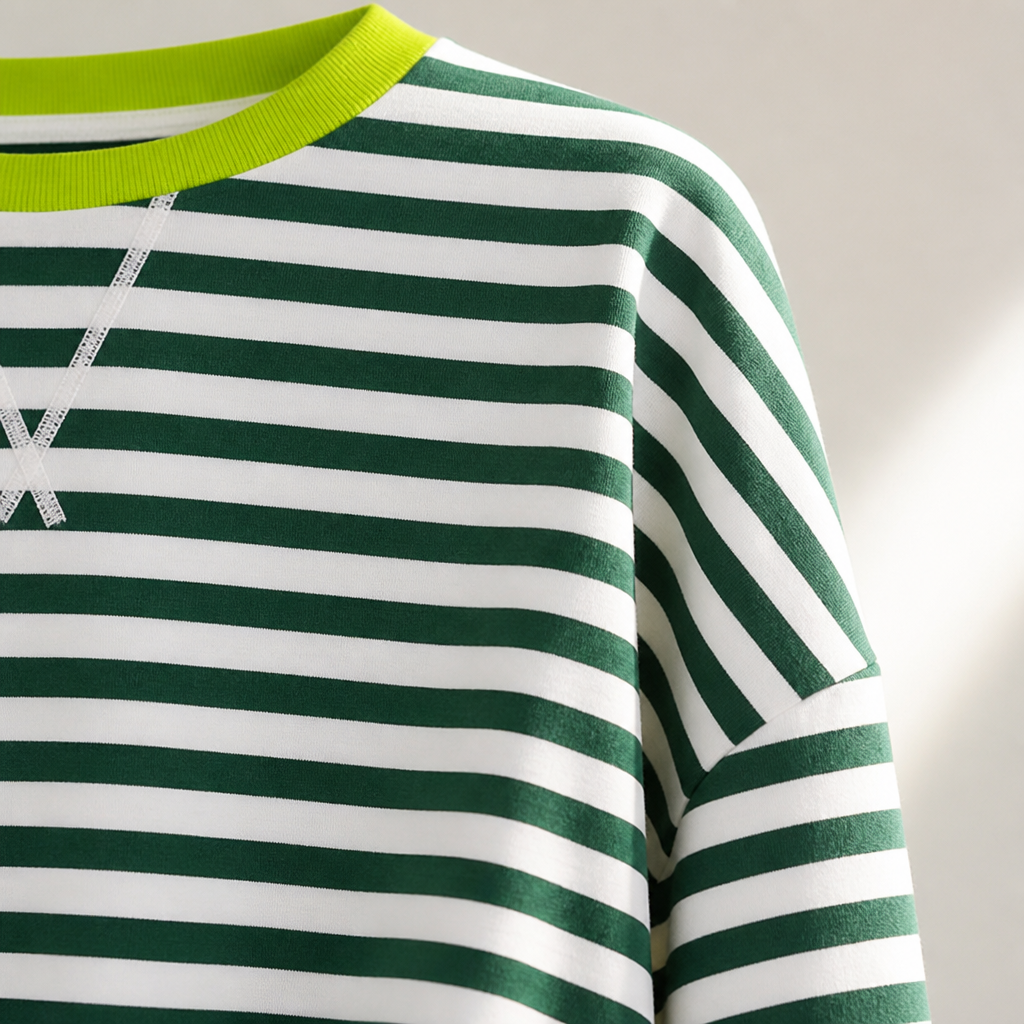 VeroLuxe™ Casual Long Sleeve Round Neck Striped Shirt — Wrap Yourself in Soft Confidence and Effortless Style All Day