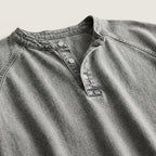 VesperLoom™ – Vintage Mineral-Wash Raglan Henley Tee