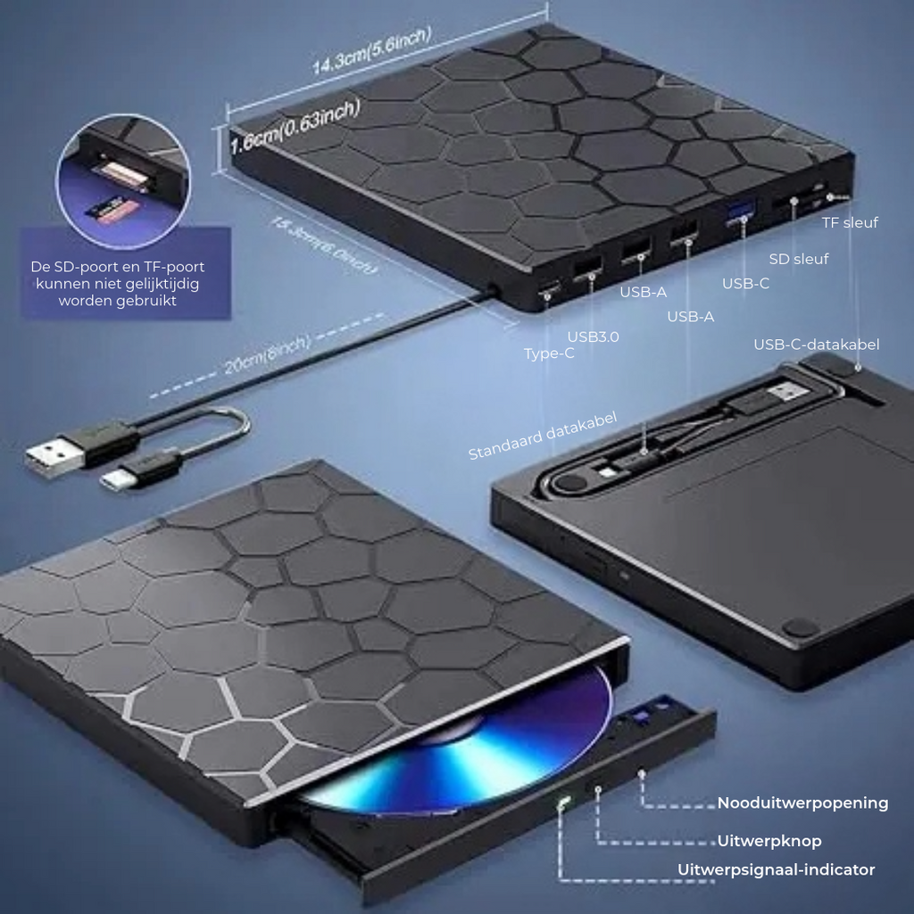 External Drive | Driver-Free Plug and Play | USB C Hub with SD Card Reader | RetroRevive