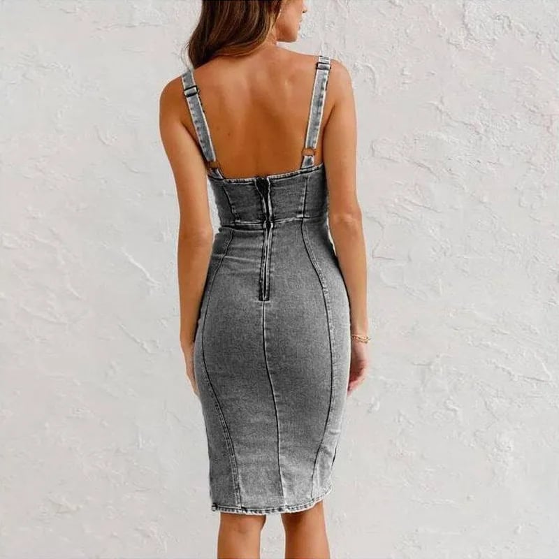 VelariaFlex™ Denim Cami Dress — Flaunt Your Curves with Comfort That Moves