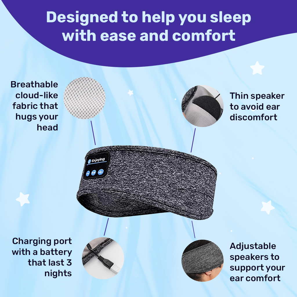 Sleep Headphones Bluetooth Headband | Slim Speakers | Side Sleeper | Dormix
