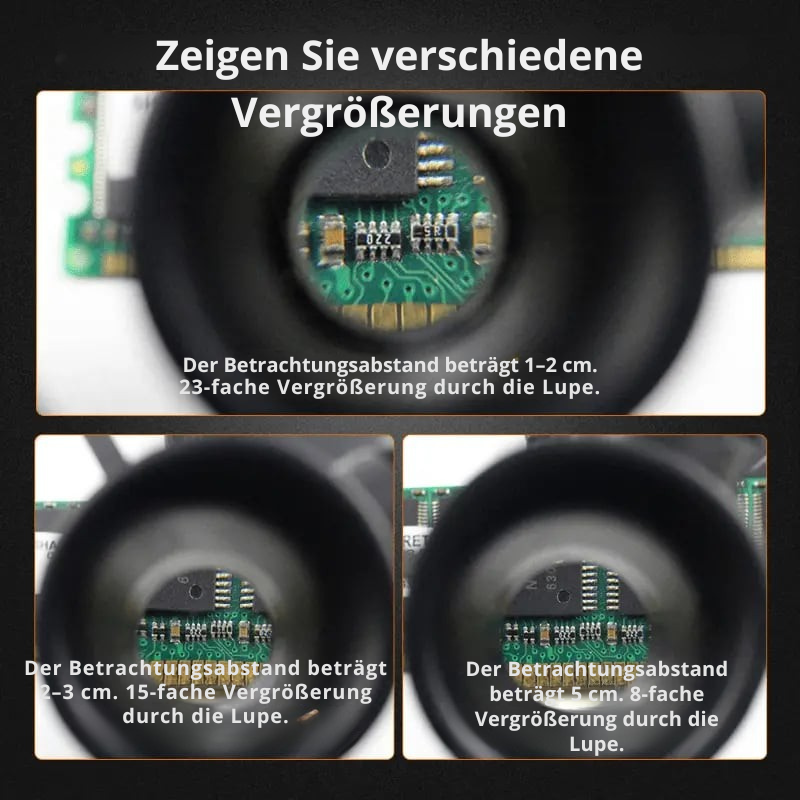 Magnifying Glass with LED | 8x 15x 23x Zoom | Hands-Free | MicroSight