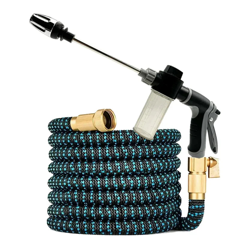 Expandable Garden Hose | High-Pressure Spray Wand | Kink-Proof Braided Jacket | FlexiJet