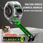 Measuring Tape with Glow Band | Laser Engraved Both Sides | Self-Adjusting Hook | TrueLine