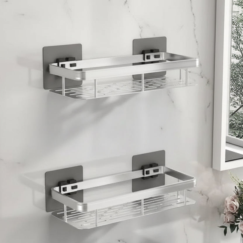 Adhesive Bathroom Shelf | Stainless Steel & Drill-Free | Self-Adhesive | Mountra