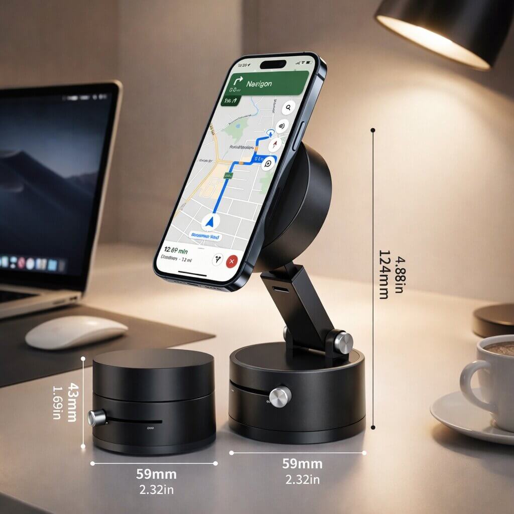 Car Phone Holder with Suction Cup | Magnetic Hold | Flexible, Rotatable, and Foldable | Magnevo
