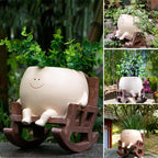 Smily Face Plant Pot | Resin Rocker Chair | Succulent & Cactus Accent | GrinPot