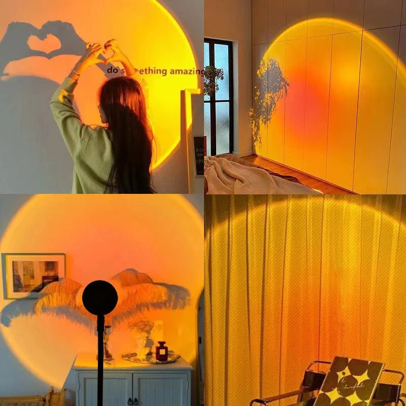 Sunset Lamp | 16 Colors + Remote Control LED Projector Table Lamp - USB Nightstand Lamps