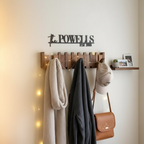 Piano Coat Rack in Wood | Sturdy Walnut & Maple Wood | 8 Hooks Wall-Mounted | Keystrak