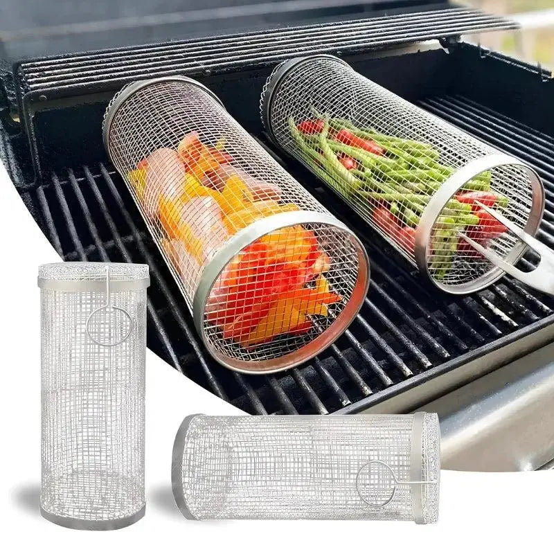 Stainless Steel Grill Basket | Rolling Basket | Ideal for Small Grill Items | GrillRoll