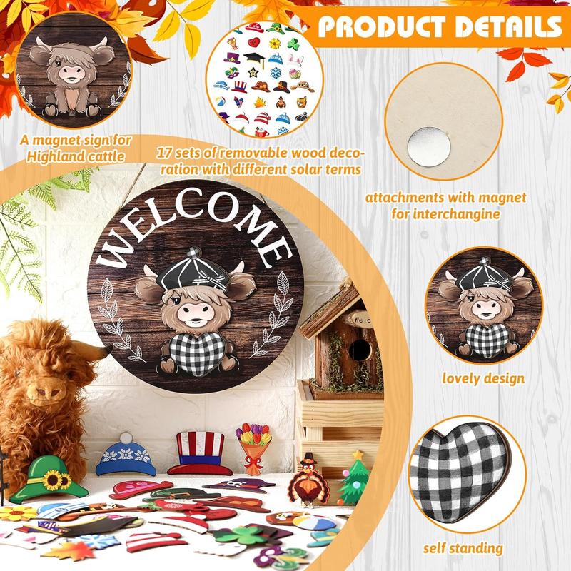 FestivaCharm™ Highland Cow Sign — Instantly Transform Your Door into a Year-Round Celebration That Wows Every Guest