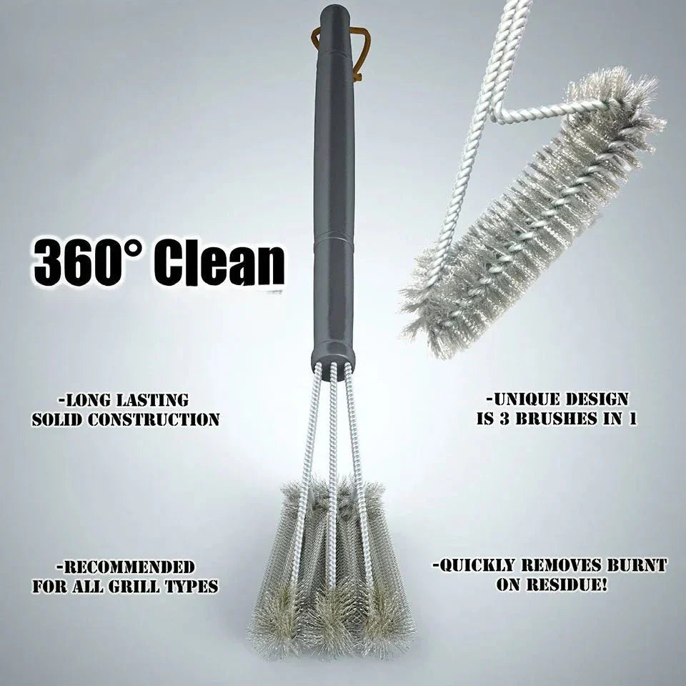 Stainless Steel Grill Grate Scrubbing Brush | Eliminates Burnt Residue | Slip-Resistant Handle | FireScrub