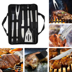 Stainless Steel Grill Tool Set | Includes Carrying Case for Travel | Safe Grip with Heat Shield | RostRanger
