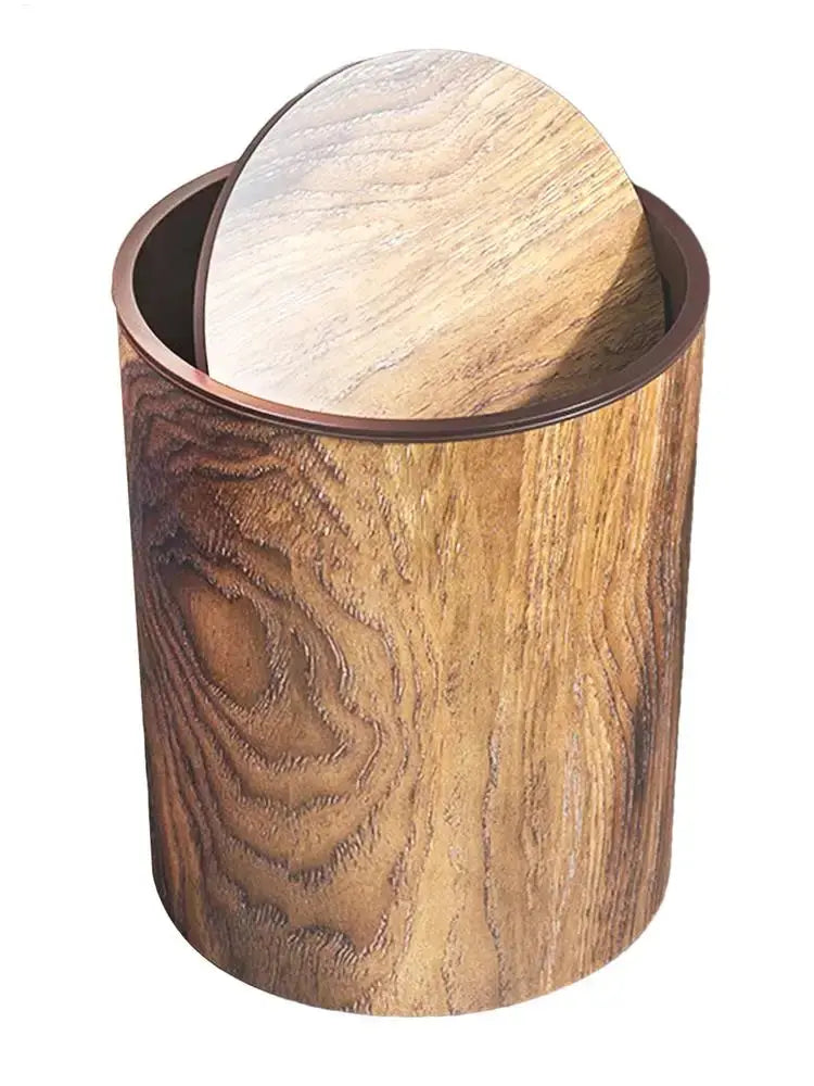 Trash Can with Swing Lid | Wood Finish | Silent and Sanitary | HyggeBin