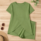 SolaraEase™ – Relaxed Tulip-Hem Top & Shorts Summer Set