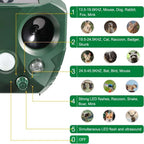 Solar-Powered Animal Repeller Ultrasound | PIR Sensor 110°, 9 m | IPX4, USB & Solar | Wildblock