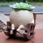 Smily Face Plant Pot | Resin Rocker Chair | Succulent & Cactus Accent | GrinPot