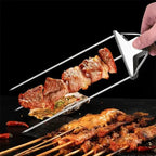 Stainless Steel Grill Skewer | Twin Prongs | Slide Scraper for Clean Serving | SkewerPro