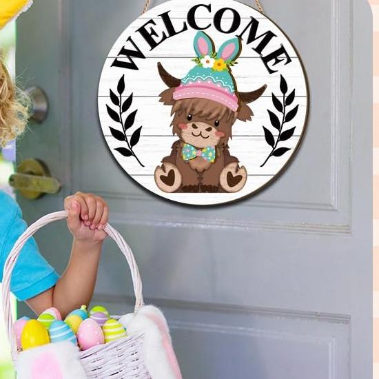 FestivaCharm™ Highland Cow Sign — Instantly Transform Your Door into a Year-Round Celebration That Wows Every Guest