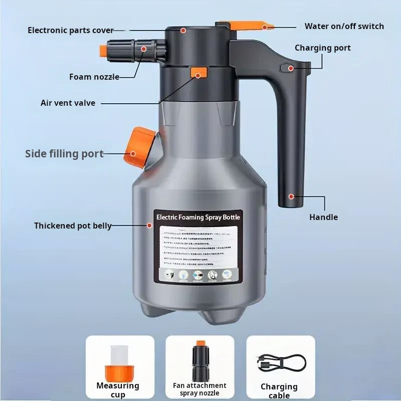 Electric Foam Spray Bottle | Cleaning Foam Adhesive | Adjustable Spray Nozzle | CleanJet