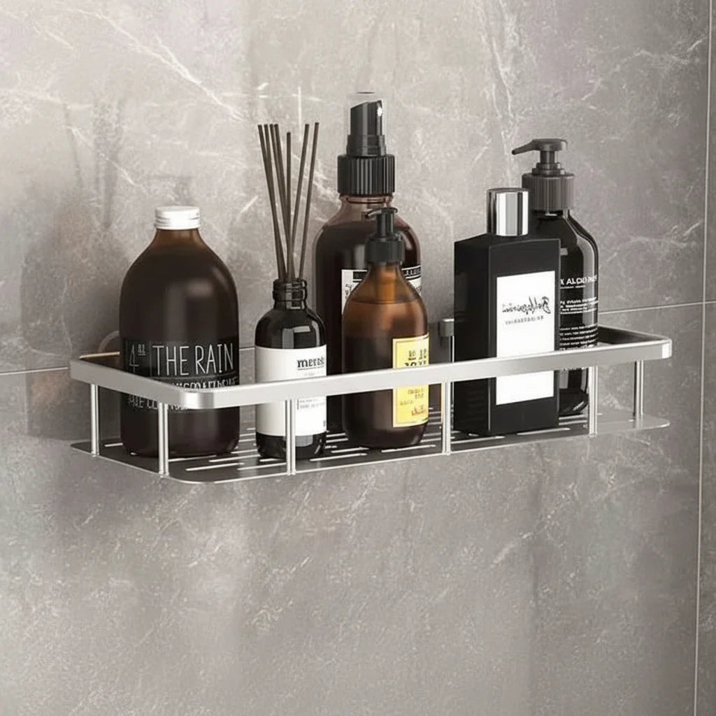 Adhesive Bathroom Shelf | Stainless Steel & Drill-Free | Self-Adhesive | Mountra