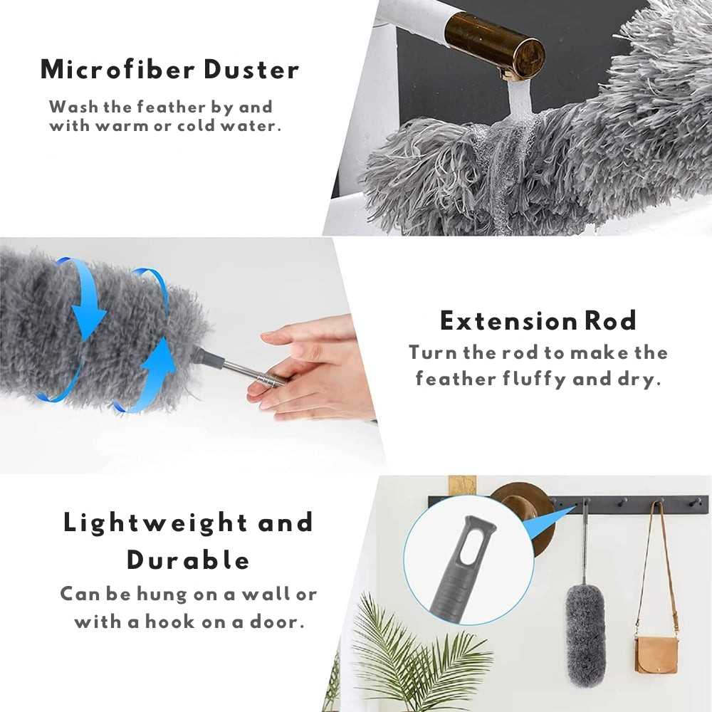 Telescopic Microfiber Duster | Extended Reach | Bendable Head | Washable | DustReach