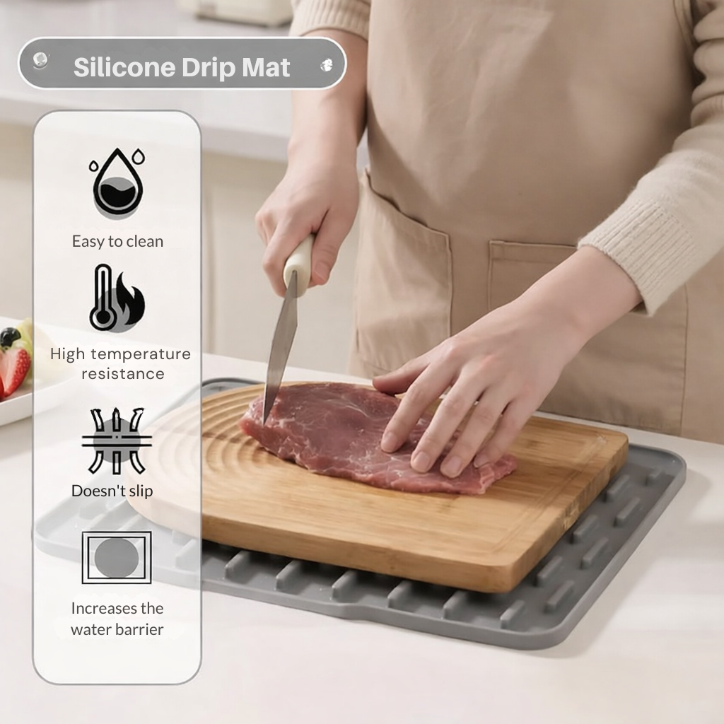Drip Drying Mat | Faster Drying Without Pools | Tilted, Heat-Resistant | DrainMat