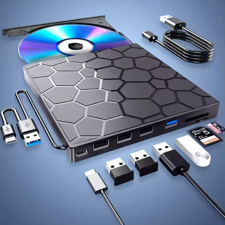 External Drive | Driver-Free Plug and Play | USB C Hub with SD Card Reader | RetroRevive