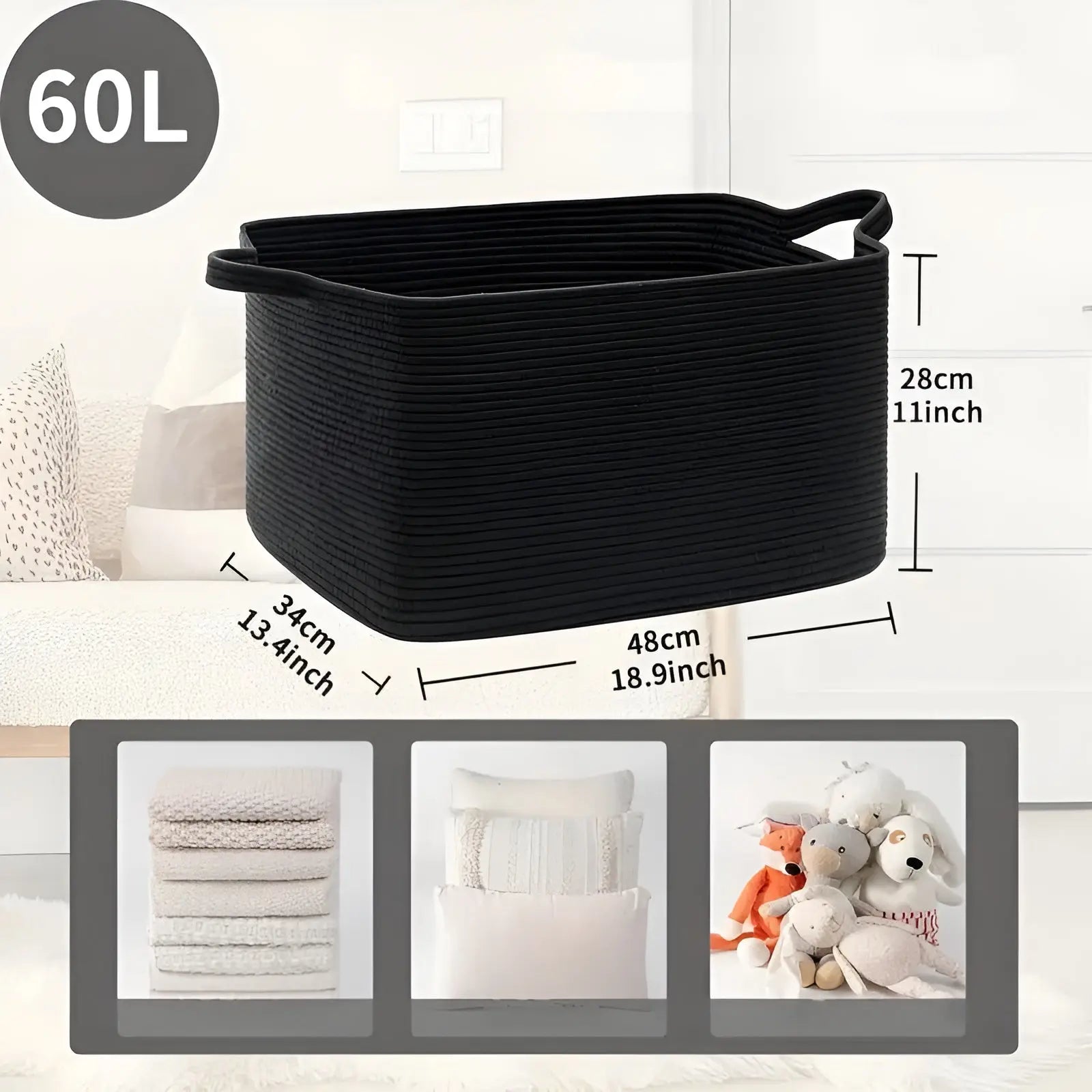 Woven Basket | Braided Pattern | Carry Handles | WohnHafen