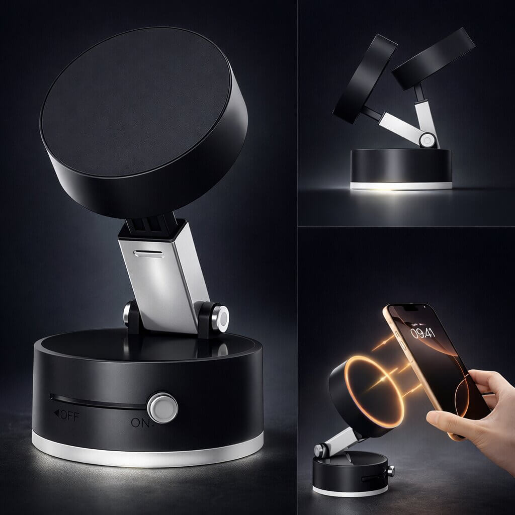 Car Phone Holder with Suction Cup | Magnetic Hold | Flexible, Rotatable, and Foldable | Magnevo