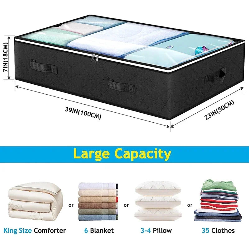 Underbed Storage Bags | Foldable Space-Saver | Clear Lid | SpaceNest