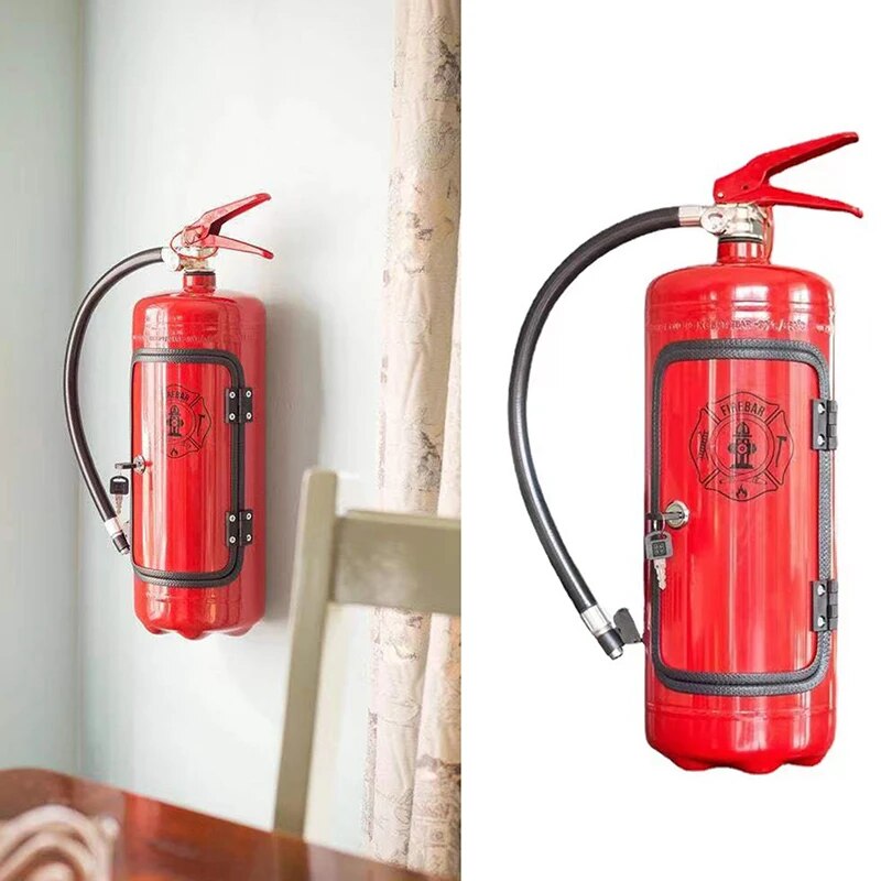 Bottle Holder in Fire Extinguisher Style | Decorative Drink Holder | Hidebar