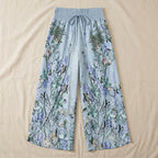 VeloraEase™ – Breezy Printed Wide-Leg Pants with Petal-Wrap Hem