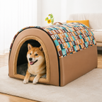 DogBedHouse Foldable Enclosed Cave Pet Bed (Removable Cushion)