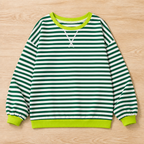 VeroLuxe™ – Relaxed Striped Crewneck Sweatshirt with Contrast Trim