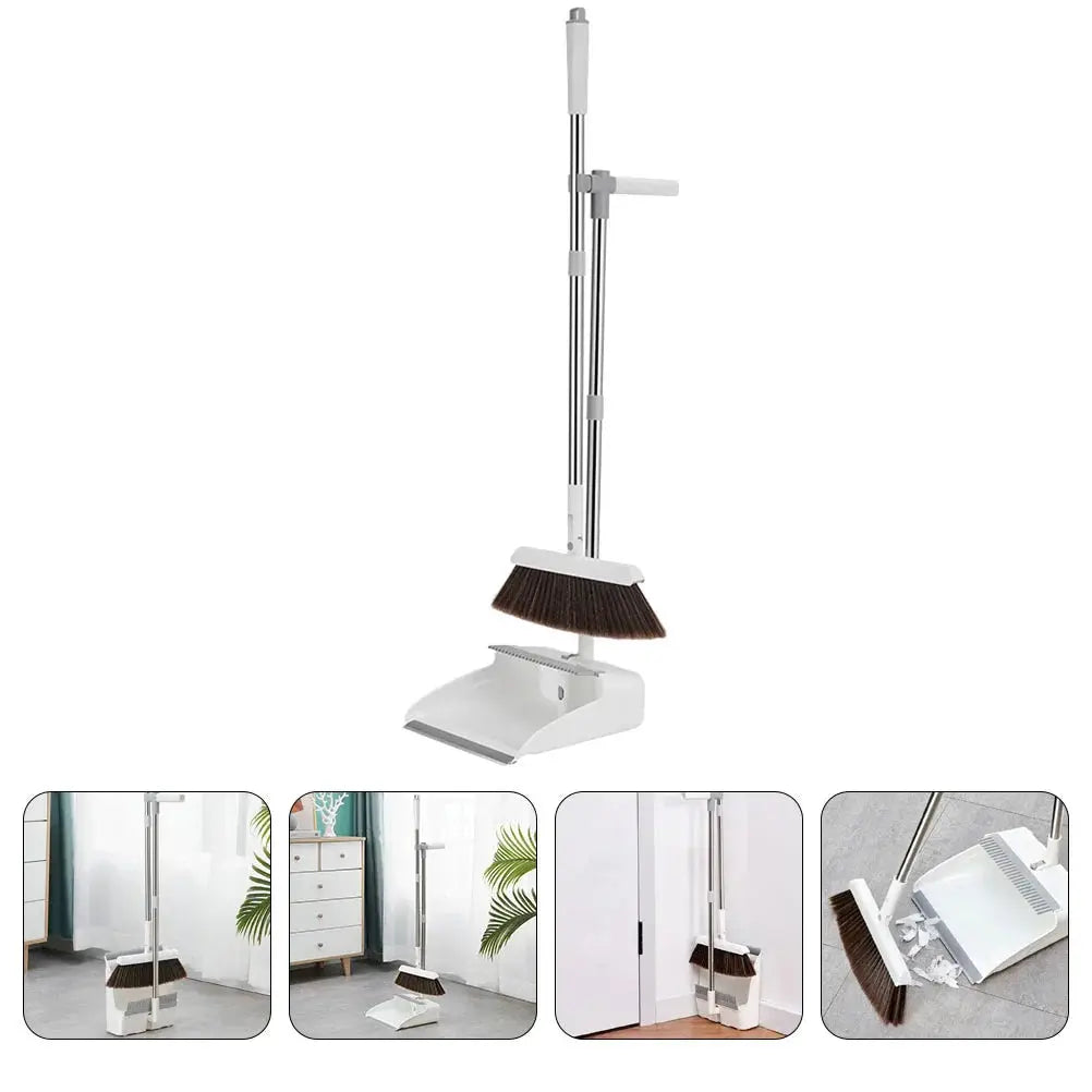 Broom and Dustpan Set | Sweep Upright, No Bending Needed | Comb Edge | CleanStand